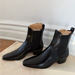 Doen Black Leather Ankle Boots NORMANDY BOOT 38.5